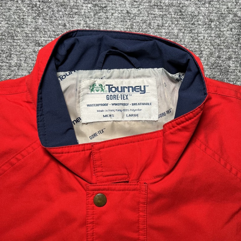 Tourney Gore-Tex Waterproof Windproof Breathable Jacket Men Large Red White Blue - Picture 2 of 7